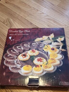Indiana Glass Vintage Deviled Egg Plate Glass Serving Platter - Clear Easter